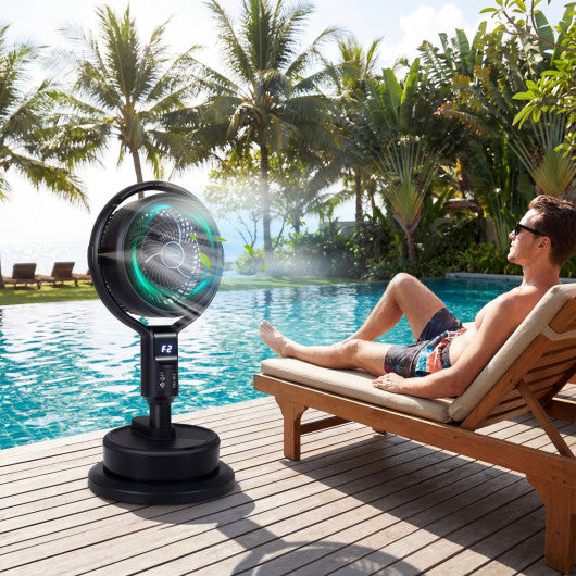 Misting Pedestal Fan Air Circulator with 90° Auto Oscillation Floor Standing Fan with 8 Speeds-Black
