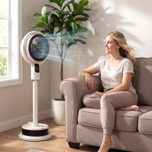 Misting Pedestal Fan Air Circulator with 90° Auto Oscillation Floor Standing Fan with 8 Speeds-White