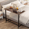Mobile Side Table Rolling Laptop Desk Cart with Tablet Slot-Rustic Brown