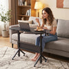 Mobile Standing Desk Height Adjustable Rolling Laptop Desk with Cup Holder Storage Basket-Black