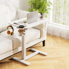 Mobile Standing Desk Height Adjustable Overbed Bedside Table with Cup Holder-White