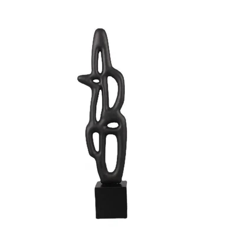 Modern Abstract Black Sculpture Statue for Contemporary Home Decor