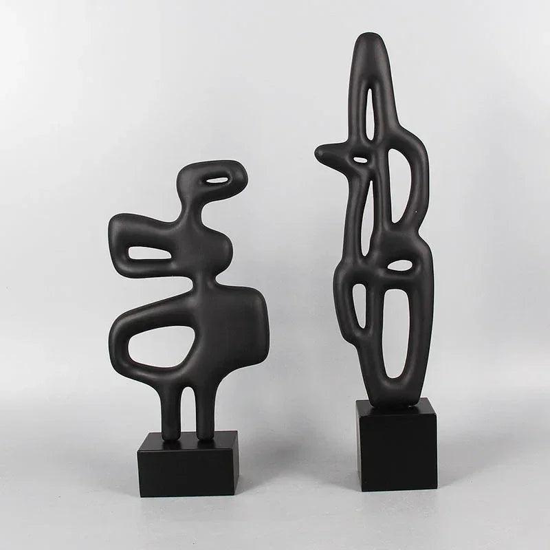 Modern Abstract Black Sculpture Statue for Contemporary Home Decor