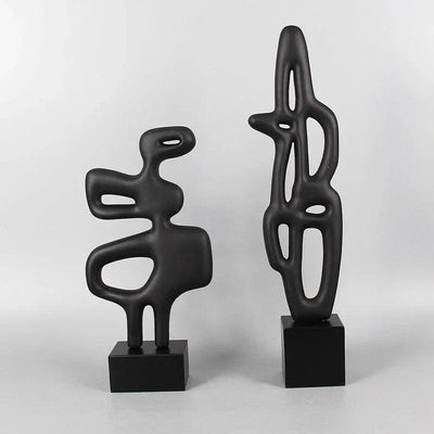 Modern Abstract Black Sculpture Statue for Contemporary Home Decor