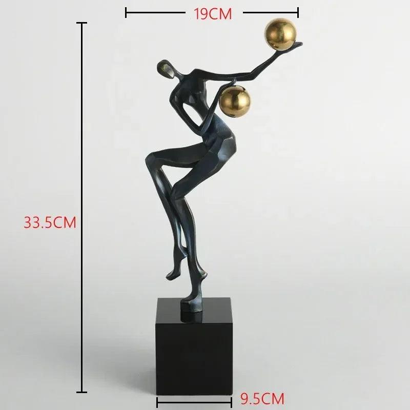 Modern Abstract Human Sculpture with Golden Spheres | Table Decor