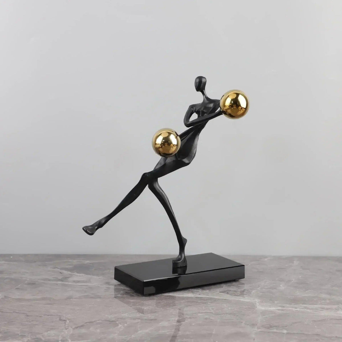 Modern Abstract Human Sculpture with Golden Spheres | Table Decor