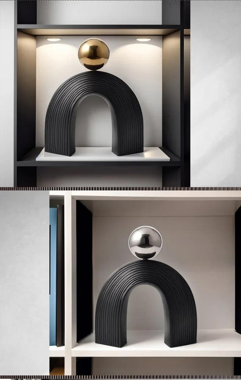 Modern Arch Sculpture with Golden Sphere