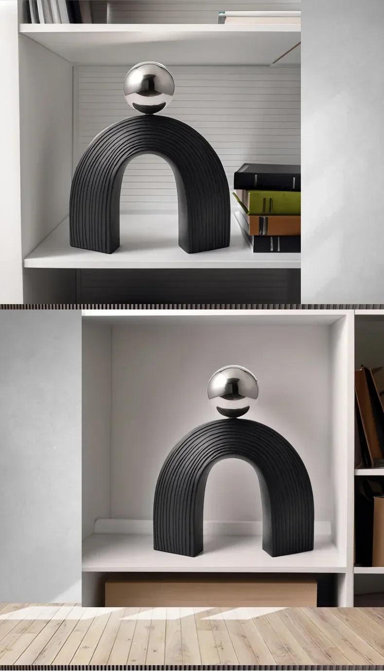 Modern Arch Sculpture with Golden Sphere