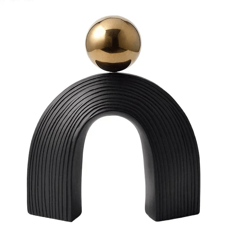 Modern Arch Sculpture with Golden Sphere