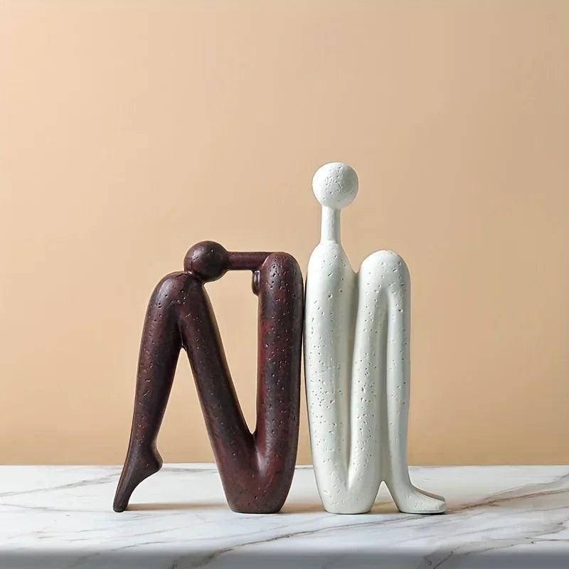 Modern Back-to-Back Abstract Couple Sculpture