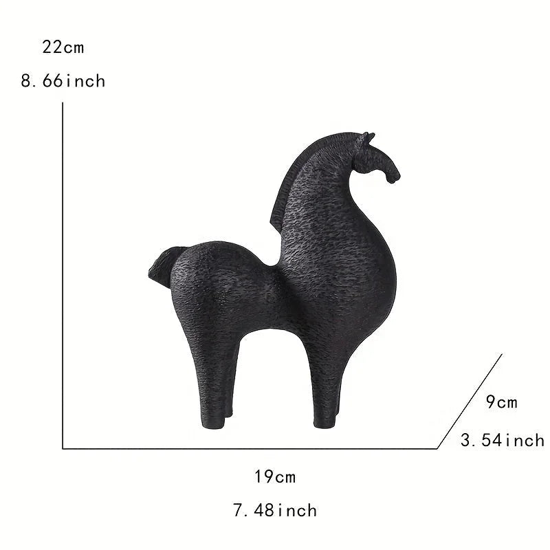 Modern Black Horse Figurine for Home Decor
