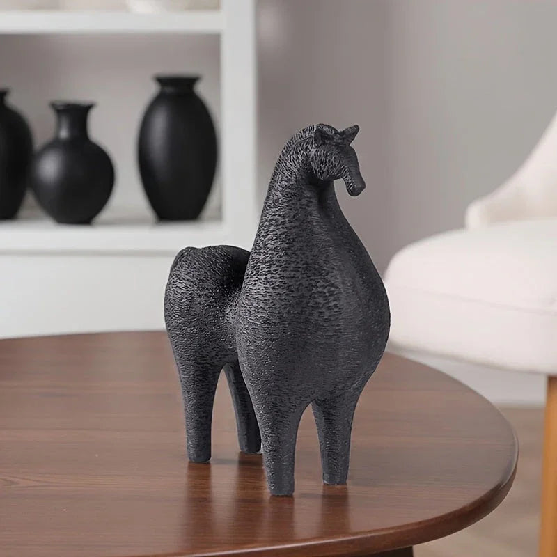 Modern Black Horse Figurine for Home Decor