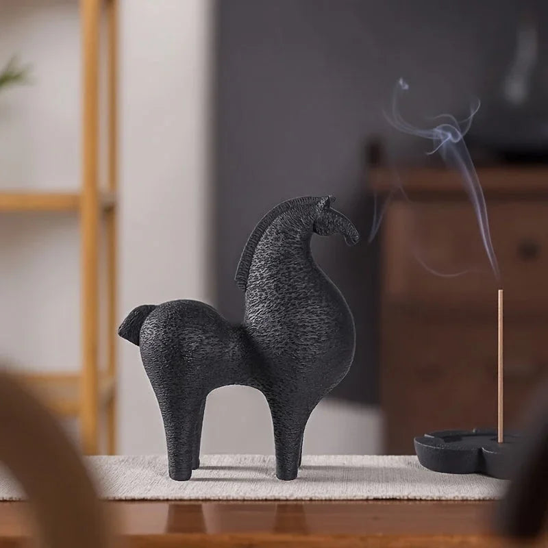 Modern Black Horse Figurine for Home Decor