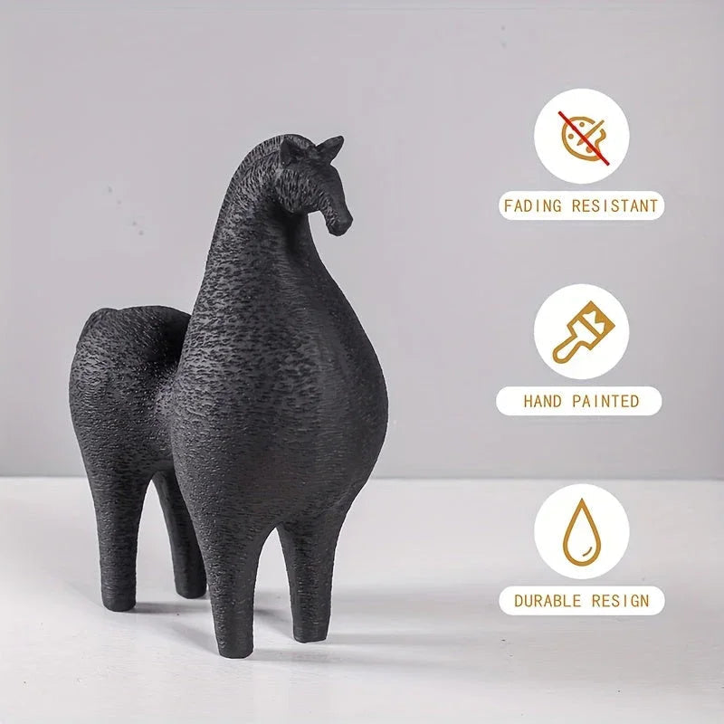 Modern Black Horse Figurine for Home Decor
