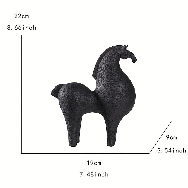 Modern Black Horse Figurine for Home Decor