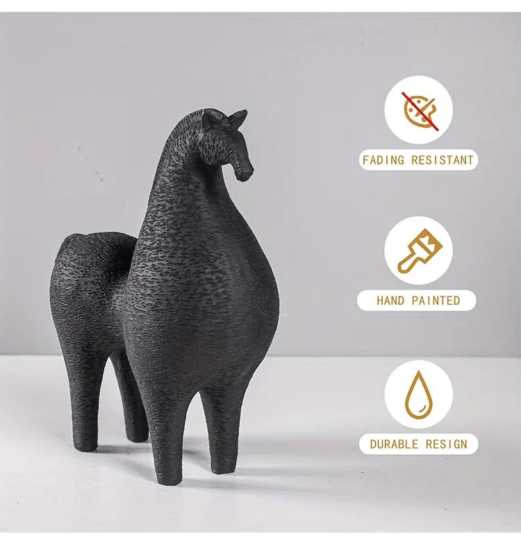 Modern Black Horse Figurine for Home Decor