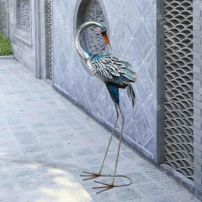 Modern Blue Heron Garden Statue for Outdoor & Patio Decor