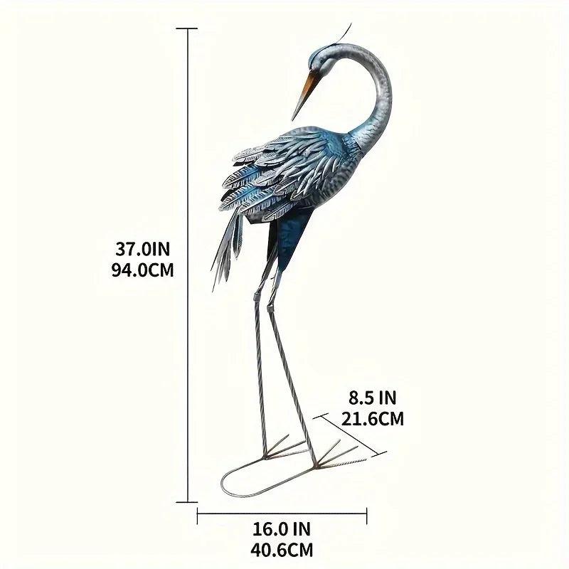 Modern Blue Heron Garden Statue for Outdoor & Patio Decor