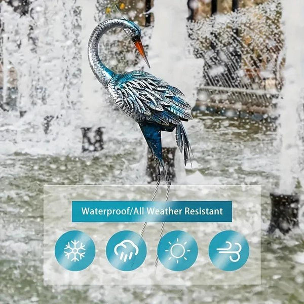 Modern Blue Heron Garden Statue for Outdoor & Patio Decor