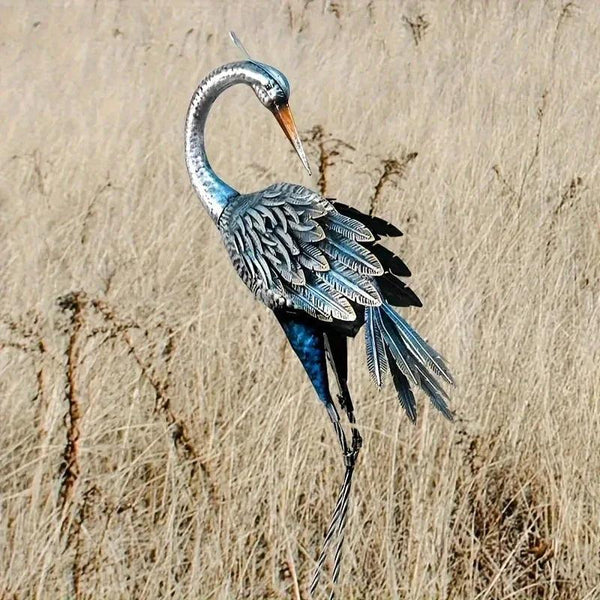 Modern Blue Heron Garden Statue for Outdoor & Patio Decor