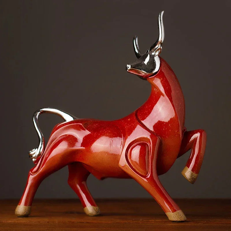 Modern Bull Sculpture Decorative Animal Figurine