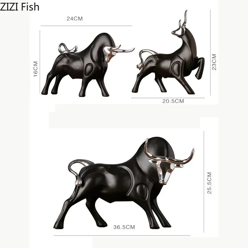 Modern Bull Sculpture Decorative Animal Figurine