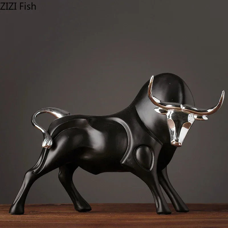 Modern Bull Sculpture Decorative Animal Figurine