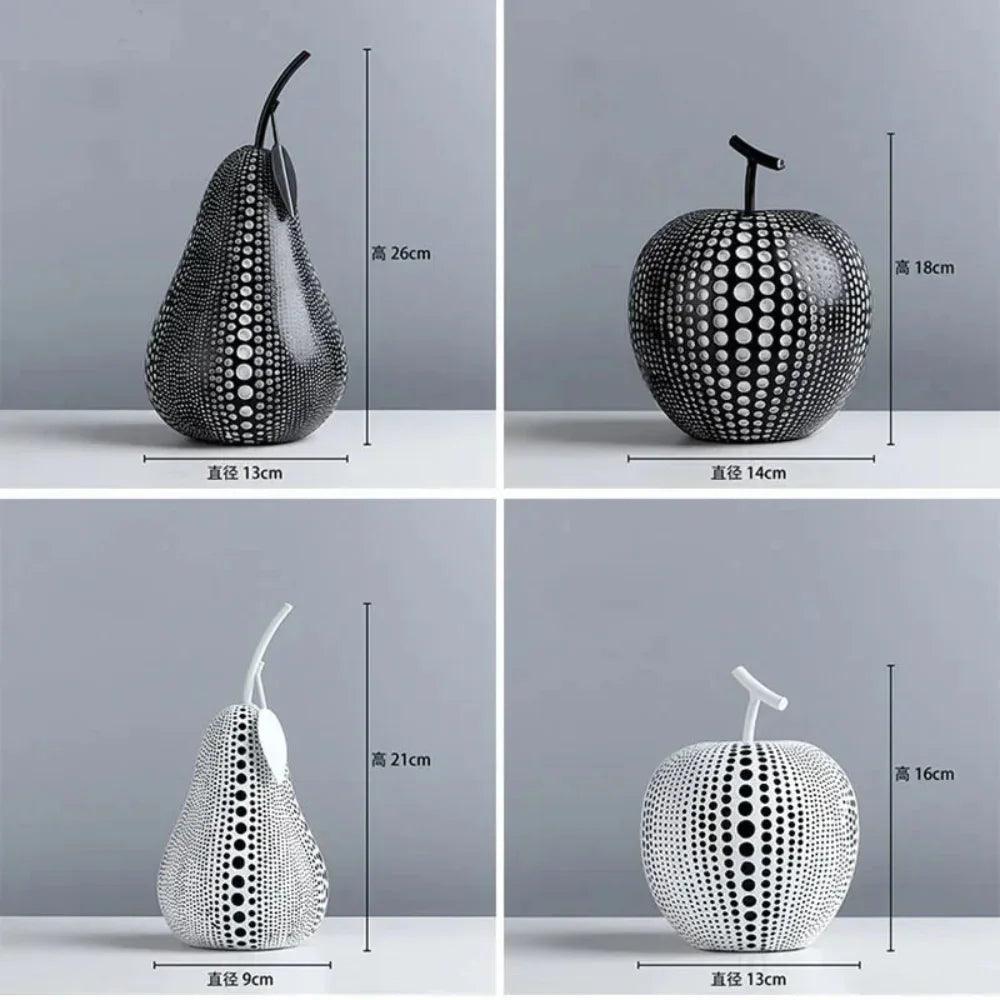 Modern Decorative Fruit Sculpture in Black & White