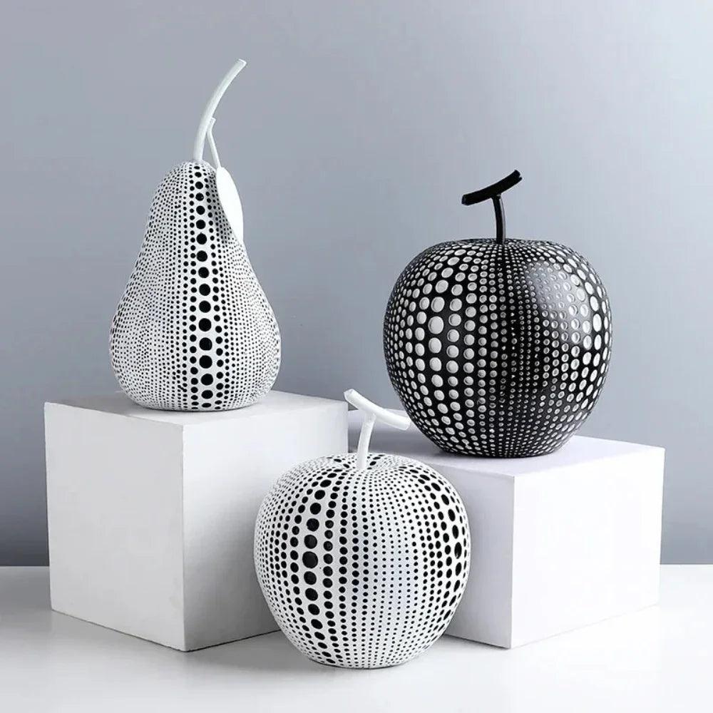 Modern Decorative Fruit Sculpture in Black & White