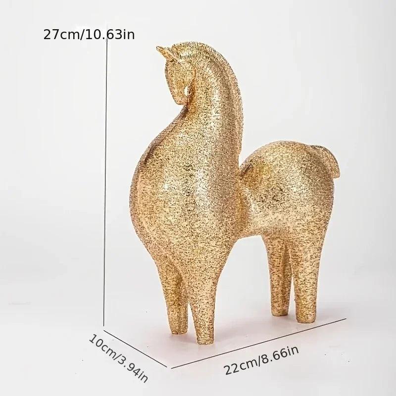 Modern Golden Horse Figurine Textured Abstract Design for Your Home