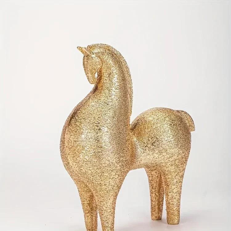 Modern Golden Horse Figurine Textured Abstract Design for Your Home