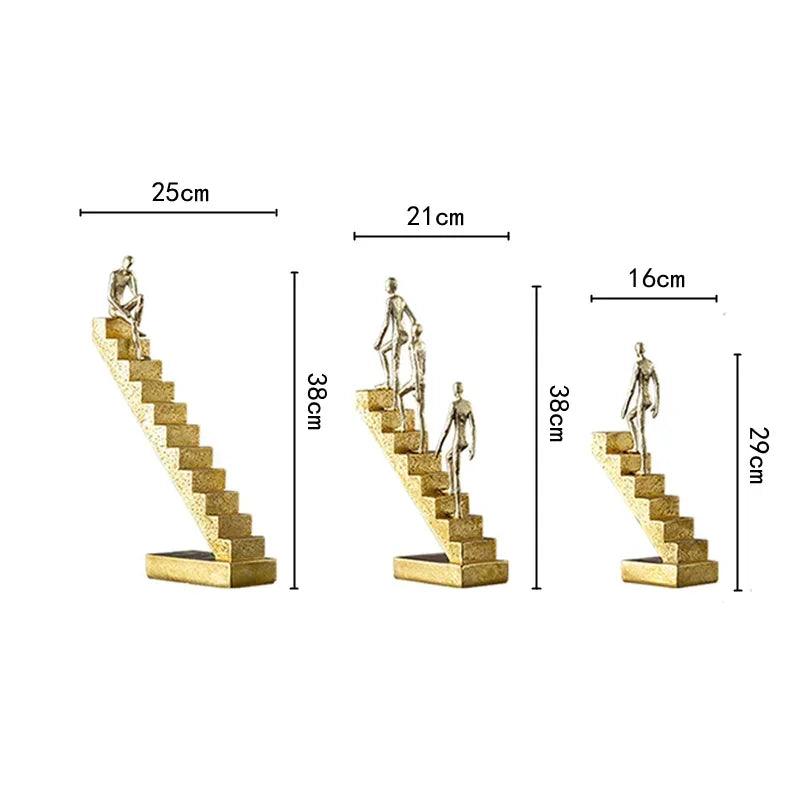 Modern Golden Staircase Climbing Human Sculpture | Luxury Resin Table Decor
