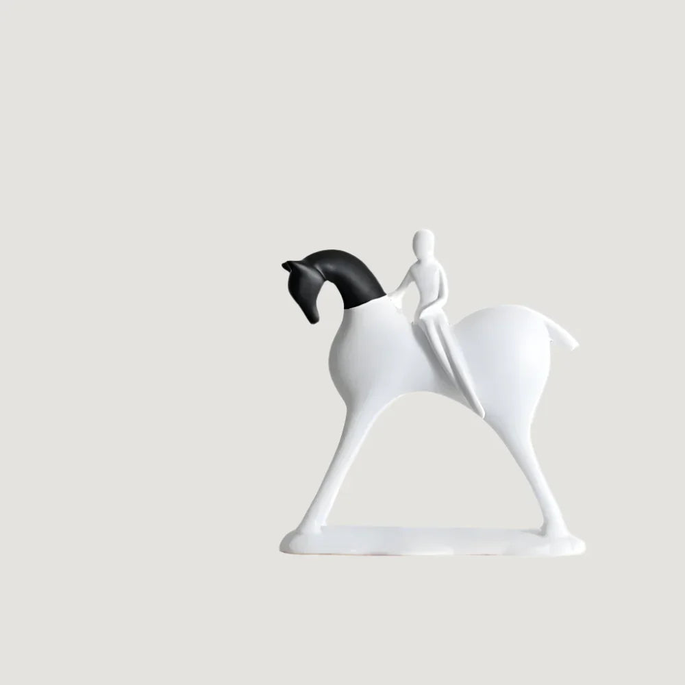 Modern Horse Statue Minimalist Black and White Art for Horse Lovers