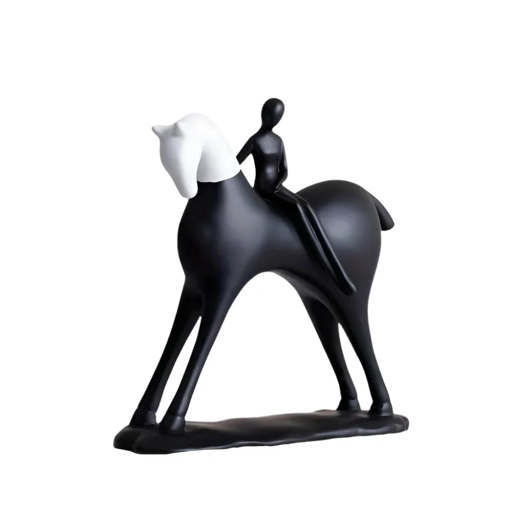 Modern Horse Statue Minimalist Black and White Art for Horse Lovers