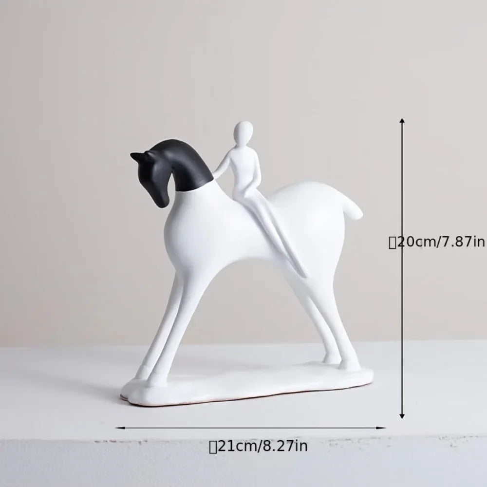 Modern Horse Statue Minimalist Black and White Art for Horse Lovers