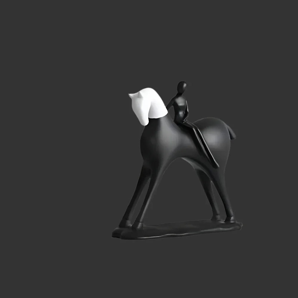 Modern Horse Statue Minimalist Black and White Art for Horse Lovers