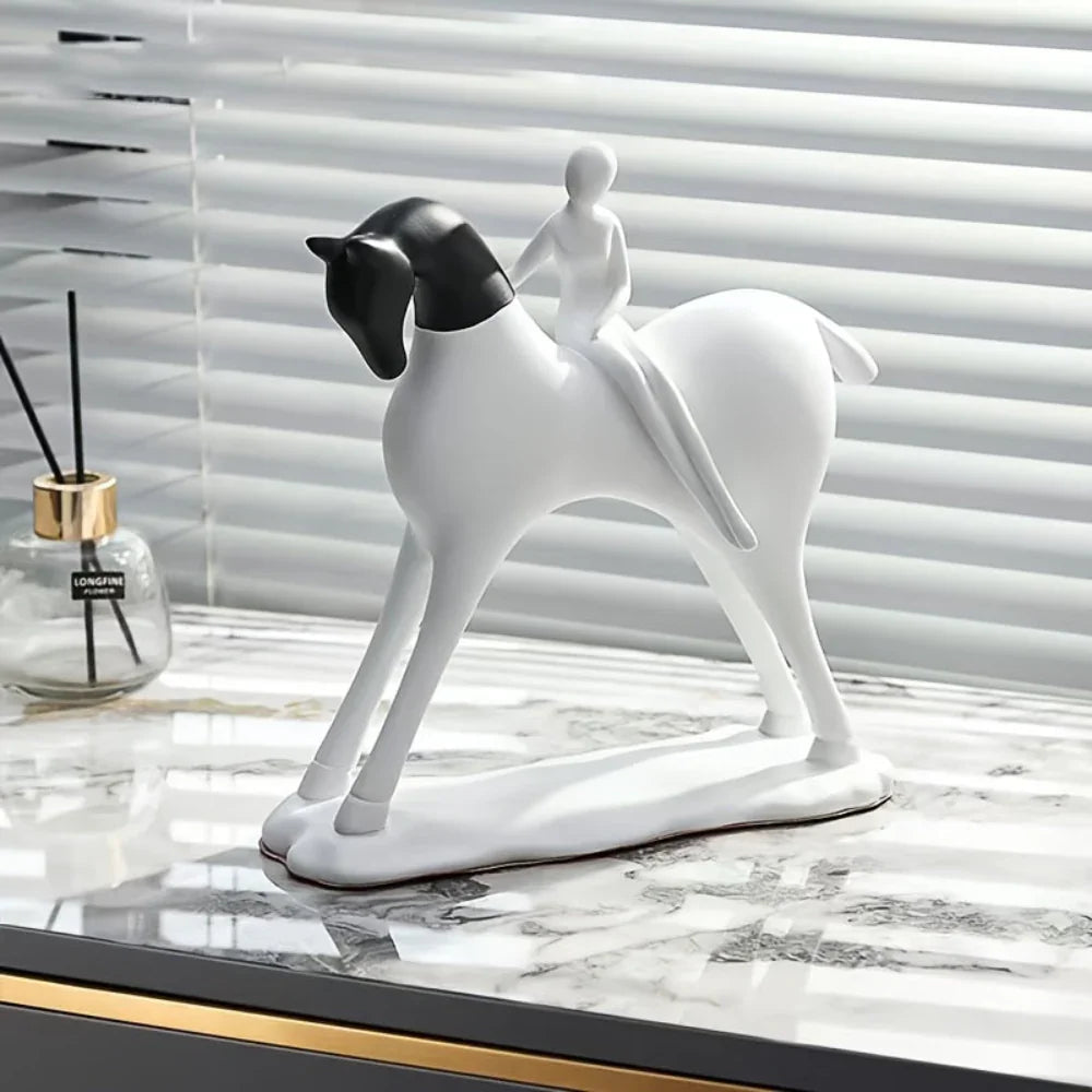 Modern Horse Statue Minimalist Black and White Art for Horse Lovers