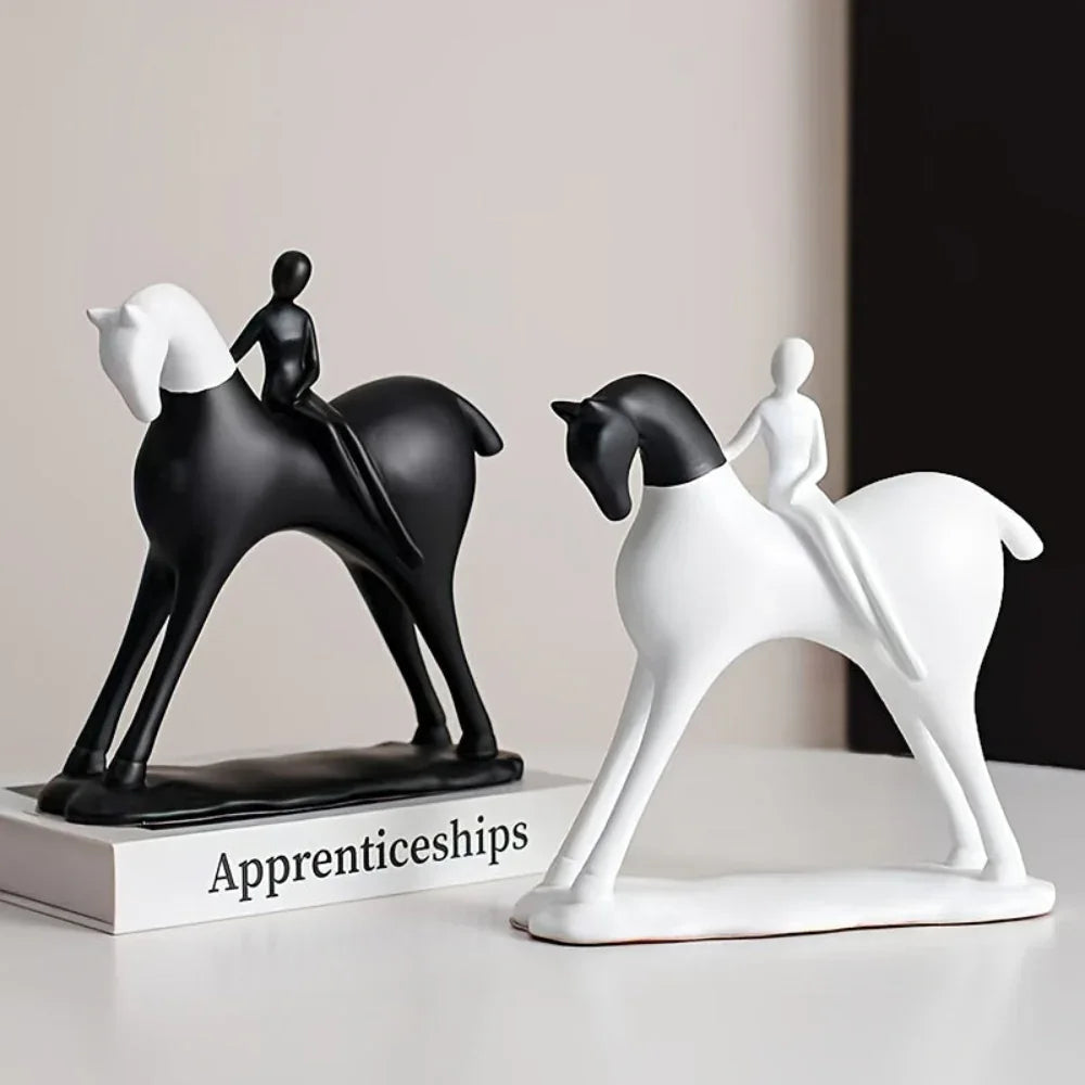 Modern Horse Statue Minimalist Black and White Art for Horse Lovers