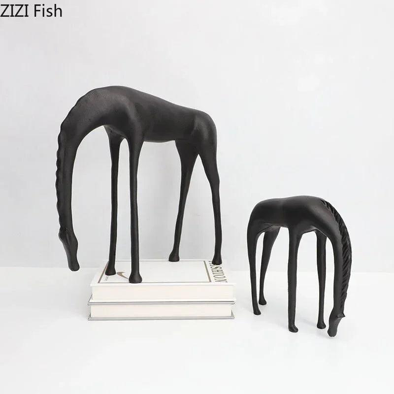 Modern Minimalist Black Horse Sculpture Decorative Figurine