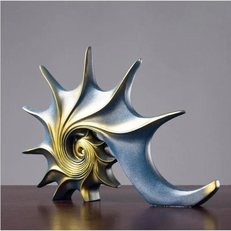 Modern Nautilus Conch Shell Sculpture Decorative Table Accent