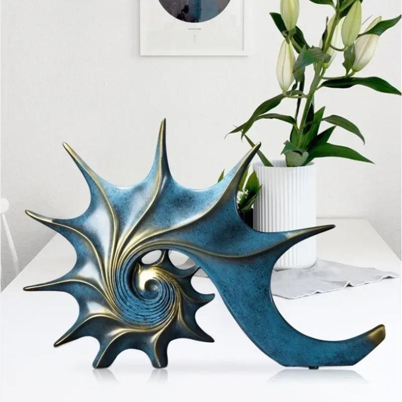 Modern Nautilus Conch Shell Sculpture Decorative Table Accent