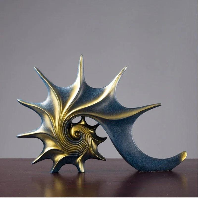 Modern Nautilus Conch Shell Sculpture Decorative Table Accent