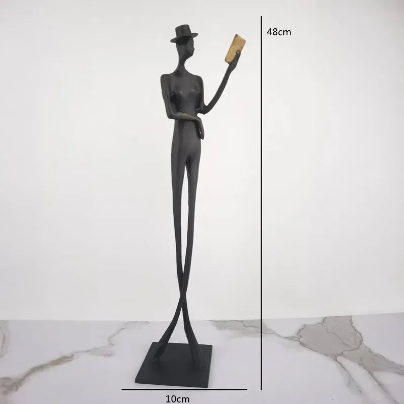 Modern Reading Gentleman Figurine Sculpture for Home Decor
