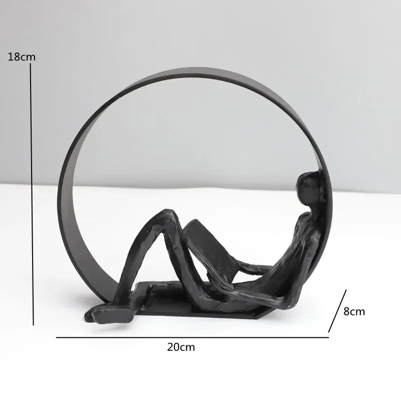 Modern Reading Gentleman Figurine Sculpture for Home Decor
