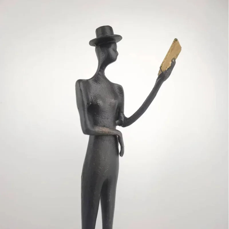 Modern Reading Gentleman Figurine Sculpture for Home Decor