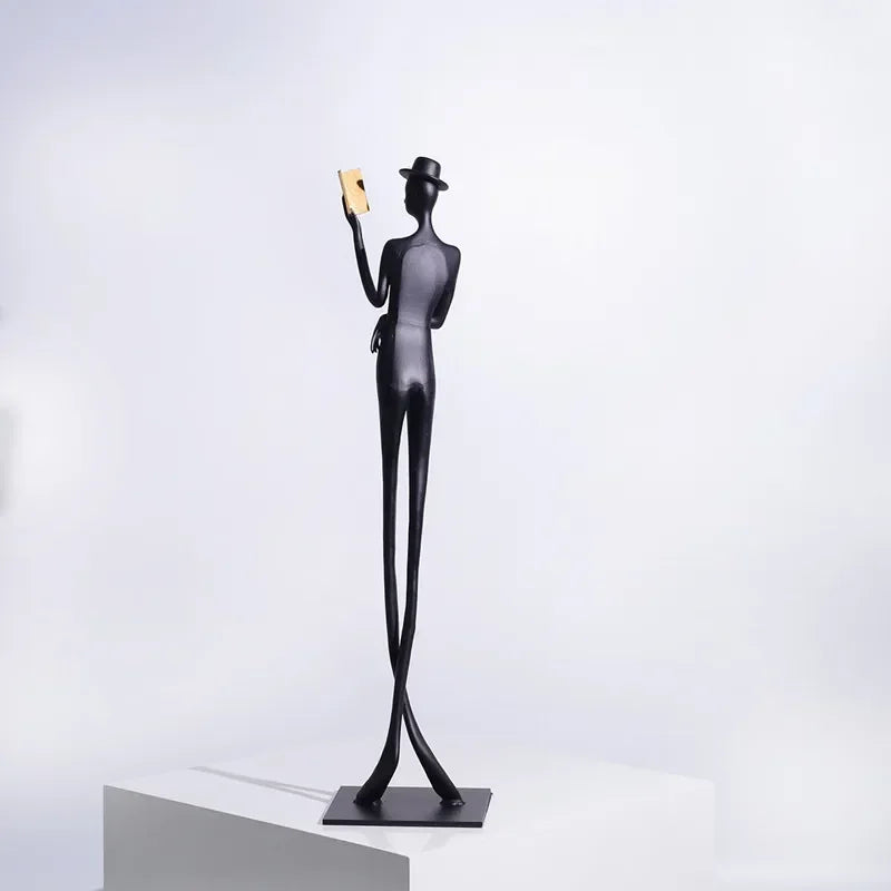 Modern Reading Gentleman Figurine Sculpture for Home Decor