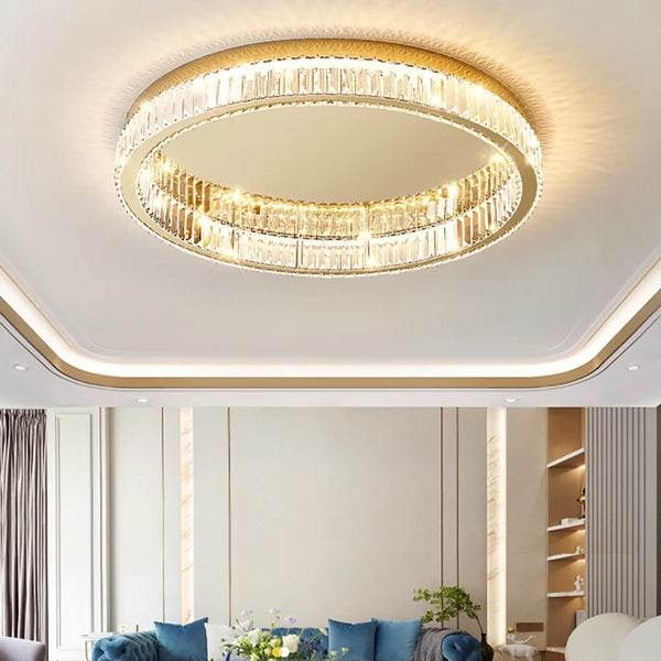 Gold Round Crystal Ceiling Light