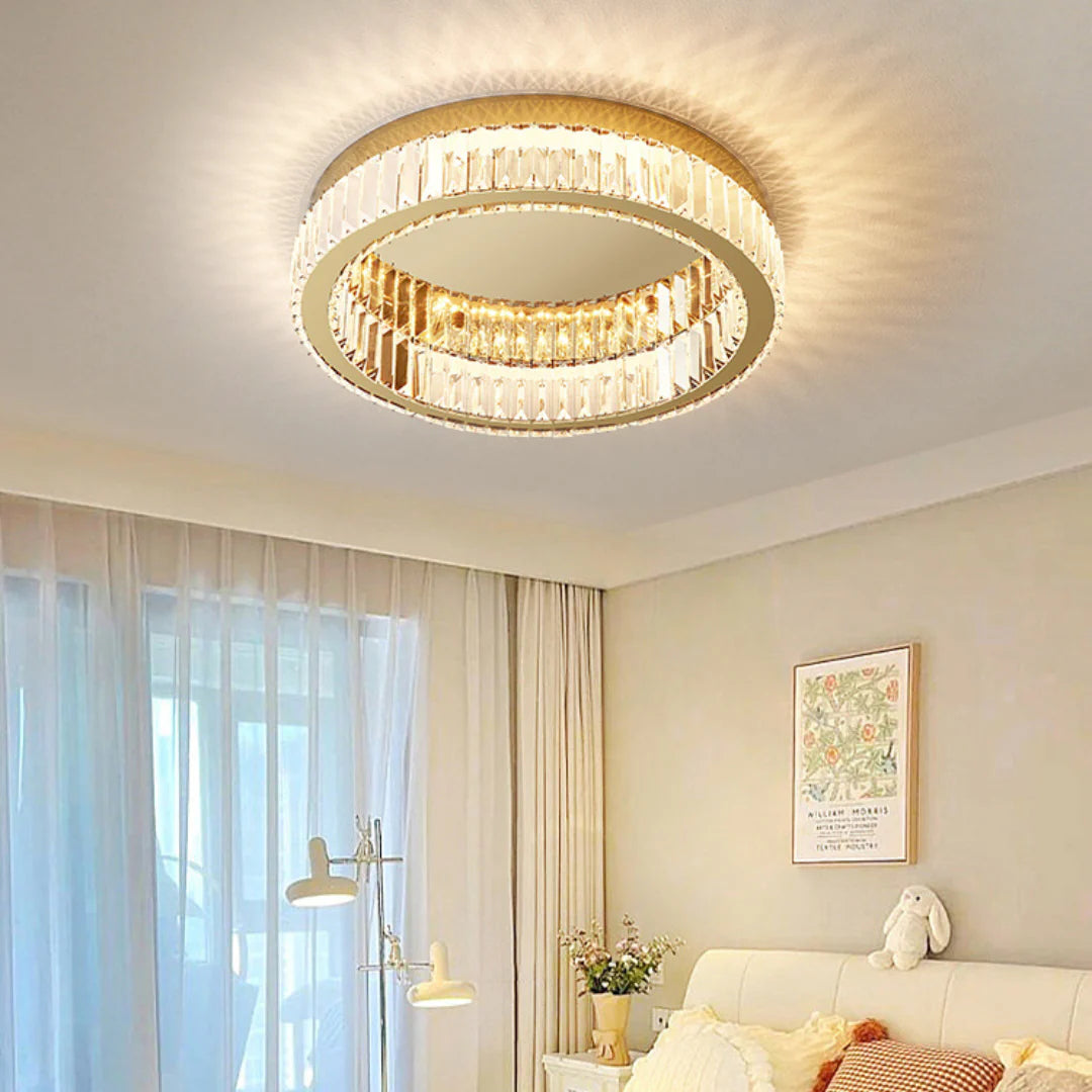 Gold Round Crystal Ceiling Light