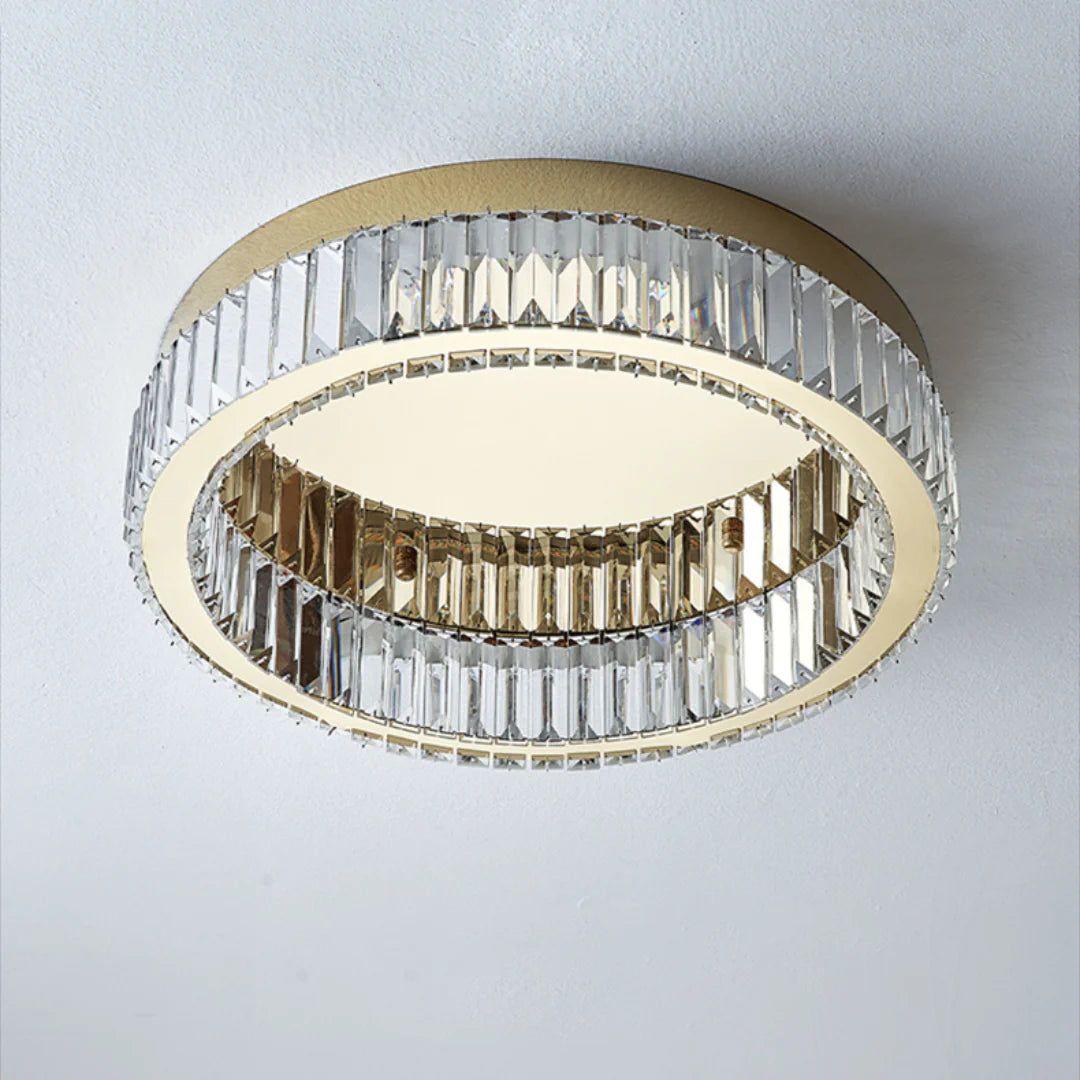 Gold Round Crystal Ceiling Light