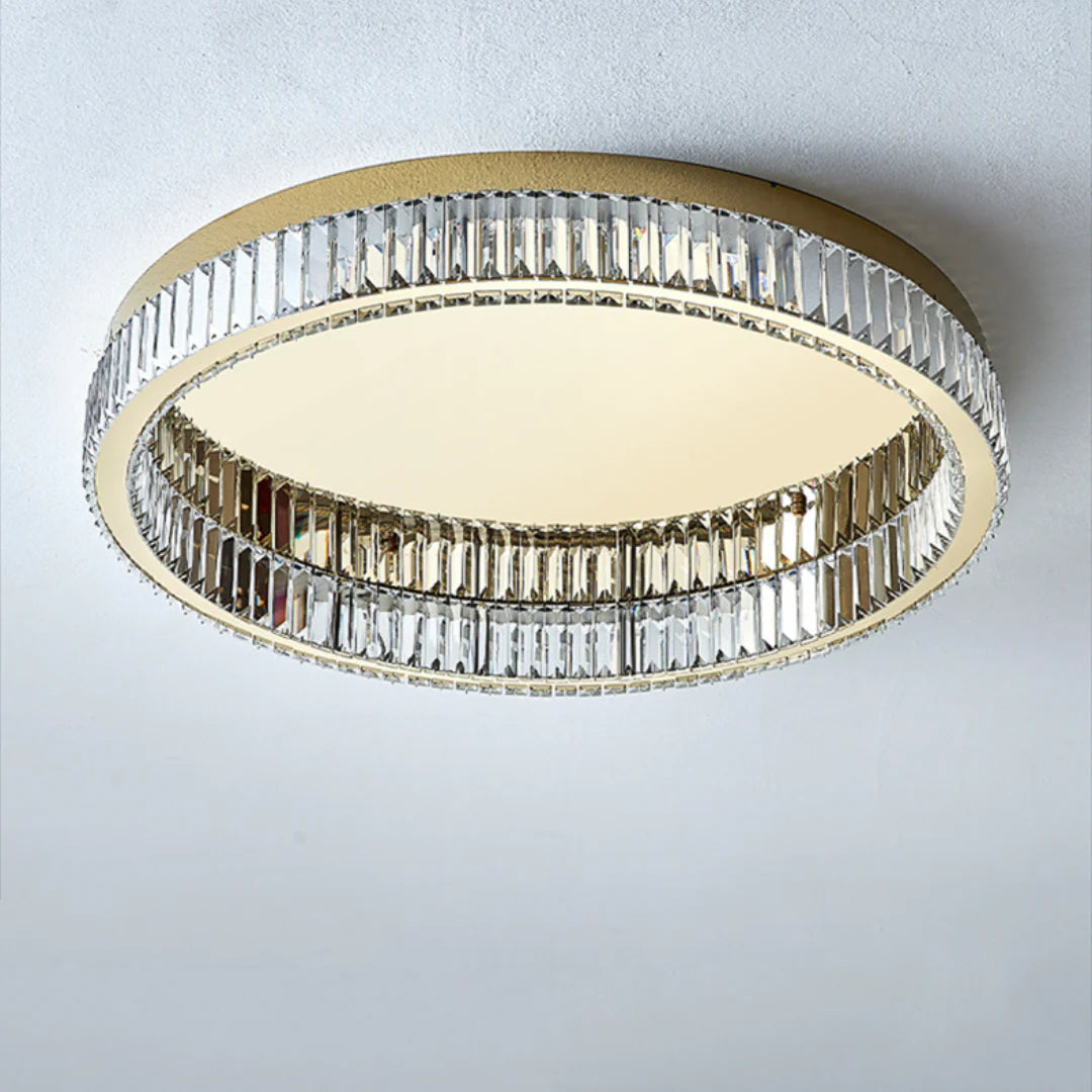 Gold Round Crystal Ceiling Light